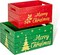 Set of 2 Red and Green Decorative Nesting Wooden Merry Christmas Storage Crate Organizers with Golden Lettering